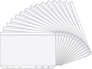 A6 Size 6 Holes Binder Pockets Plastic Binder Zipper Folders Waterproof 6 Holes Zipper Loose Leaf Bags for Documents Notebooks Cards