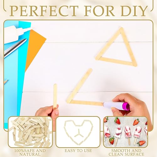 Miniatura 3 de Tioncy 500 mini palitos para manualidades de 1.57 x 0.39 x 0.08 pulgadas, palitos pequeños de madera para helados naturales para adultos, bricolaje