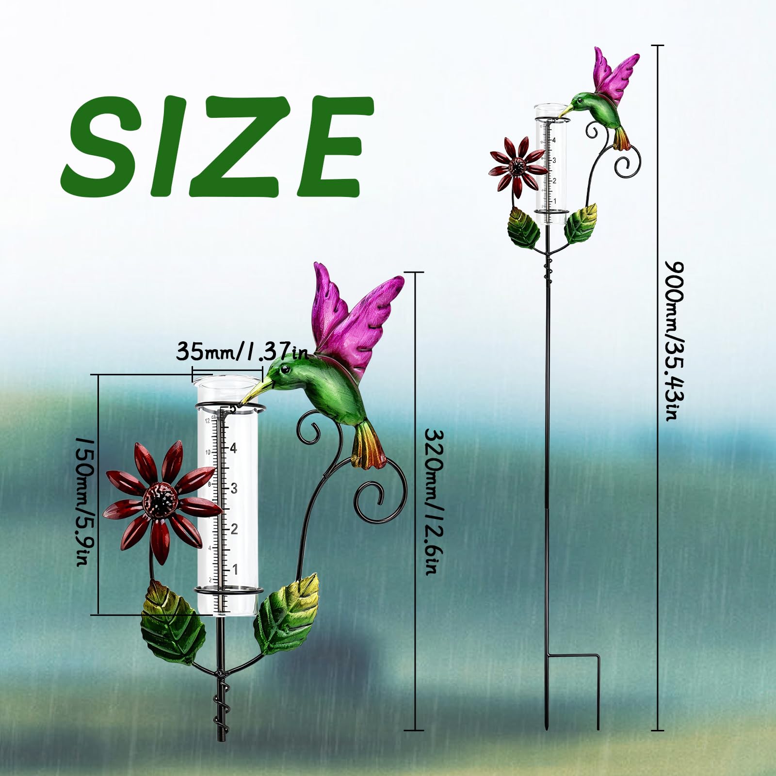 Regenmesser Glas 12cm/5in, Regenmesser für Garten und Rasen, zur Regenwassermessung, Geschenk für Gartenliebhaber