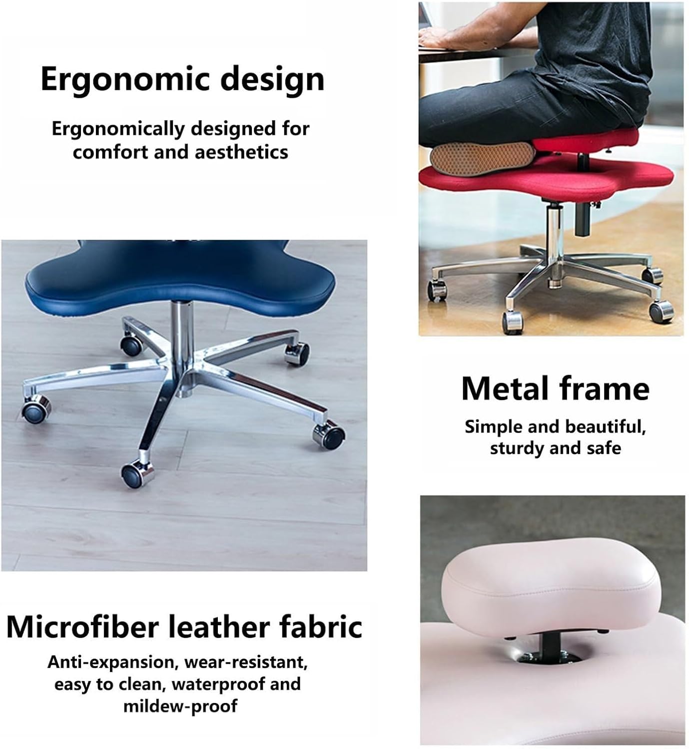 Ergonomic Cross Legged Kneeling Chair with Wheels, Adjustable Height Meditation Office Chair for Pain Relief(Orange)