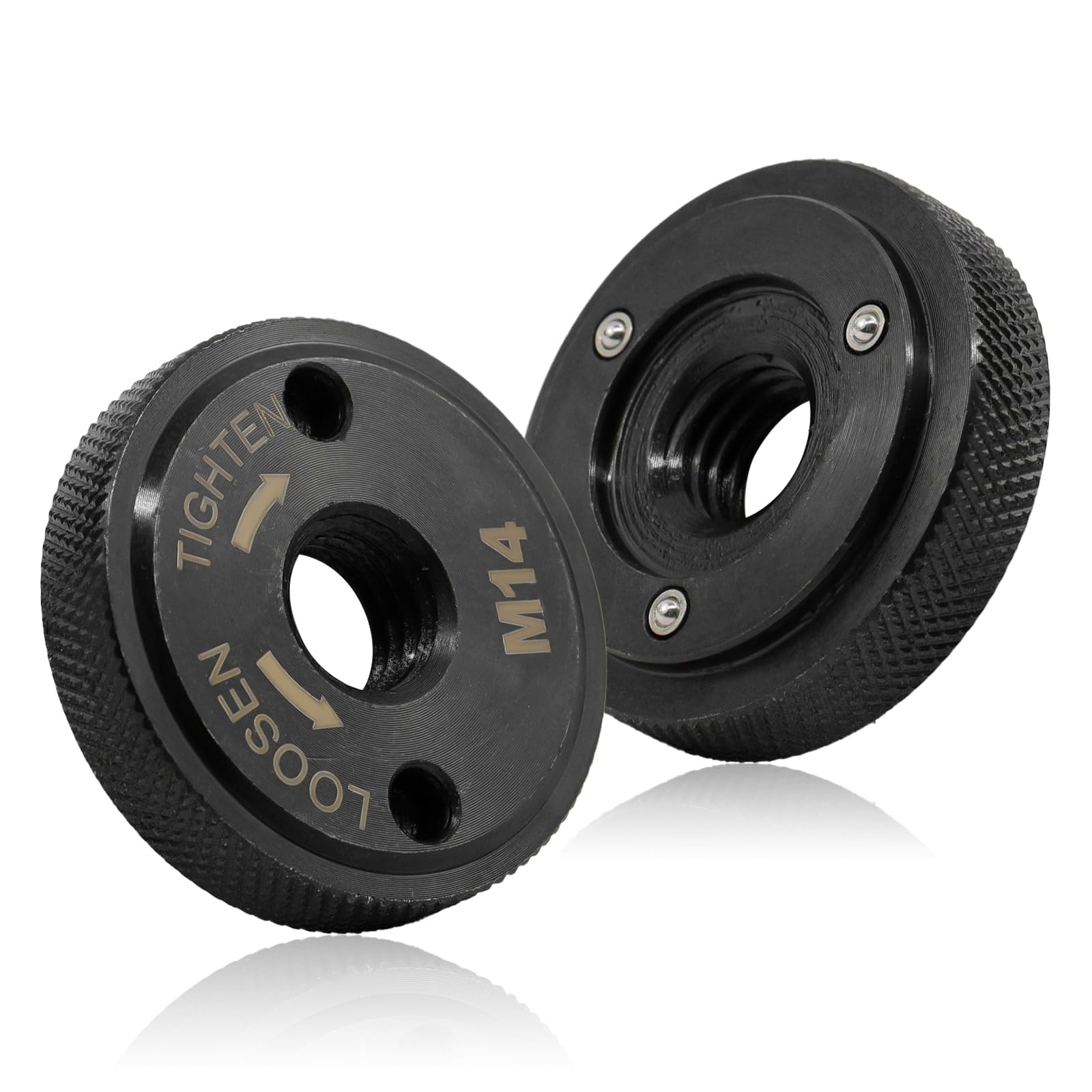 2 dadi a sgancio rapido nero, smerigliatrice angolare M14, dado a sgancio rapido, adatto per smerigliatrici angolari come AEG, Black & Decker, Dewalt, Flex, Hitachi, Metabo, Makita ecc