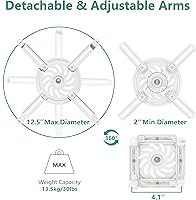 Vista 4 de WALI Soporte de techo para proyector, soporte universal para proyector de perfil bajo con brazos retráctiles y función de ajuste múltiple Blanco