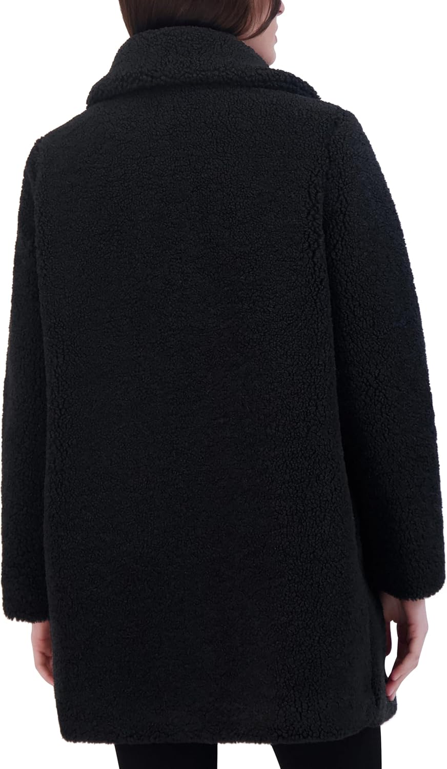 Laundry by Shelli Segal Women's Faux Sherpa Jacket– Winter Coat With Oversized Collar, Faux Horn Toggles - Image 4