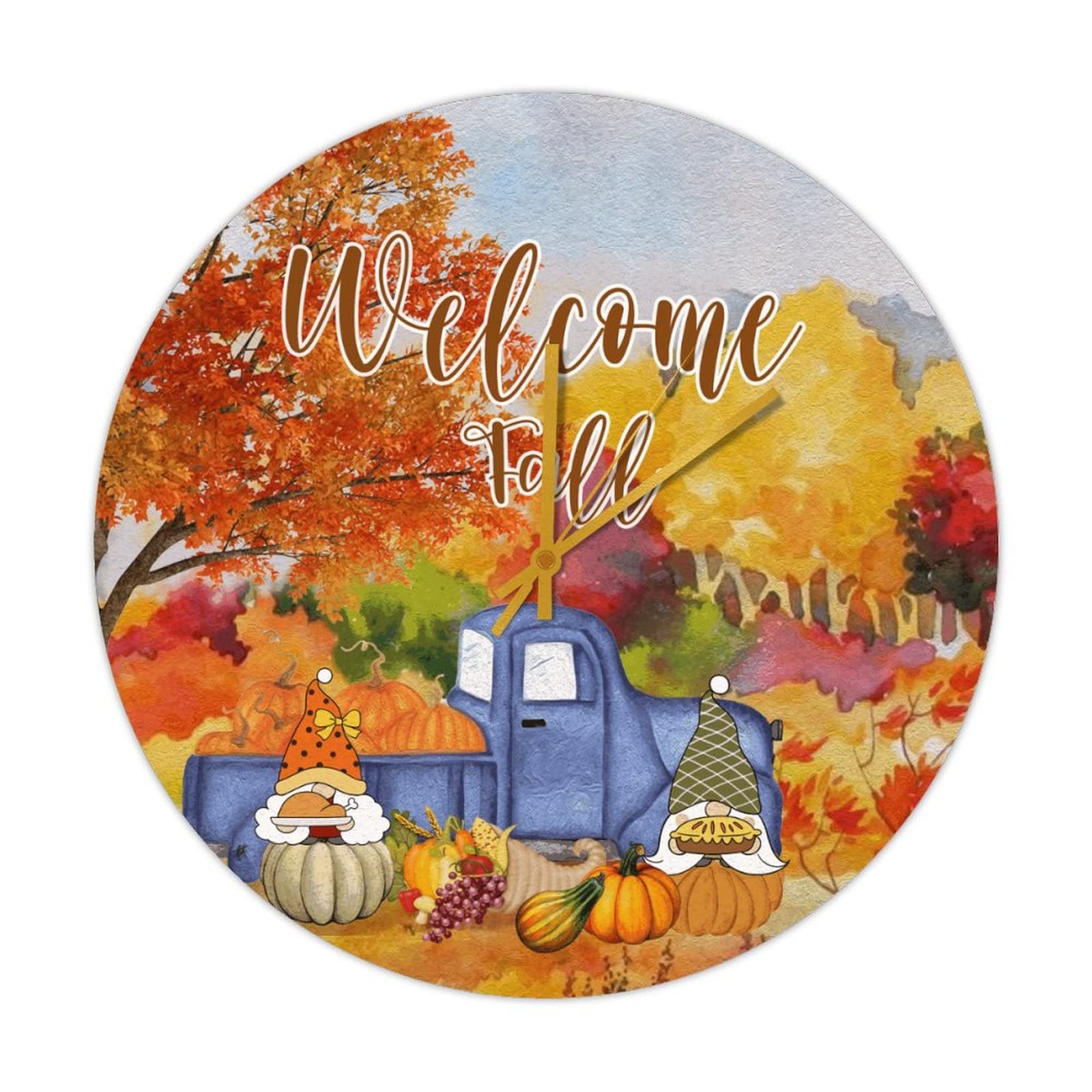 Gnome d'automne horloge en bois vintage pour un salon cosy