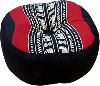 Guru-Shop Cojines de Meditación Cojín de Yoga, Cojines, Cojines de Suelo, Amortiguador - Rojo / Negro, Algodón, 18x30x30 cm, Cojines de Meditación