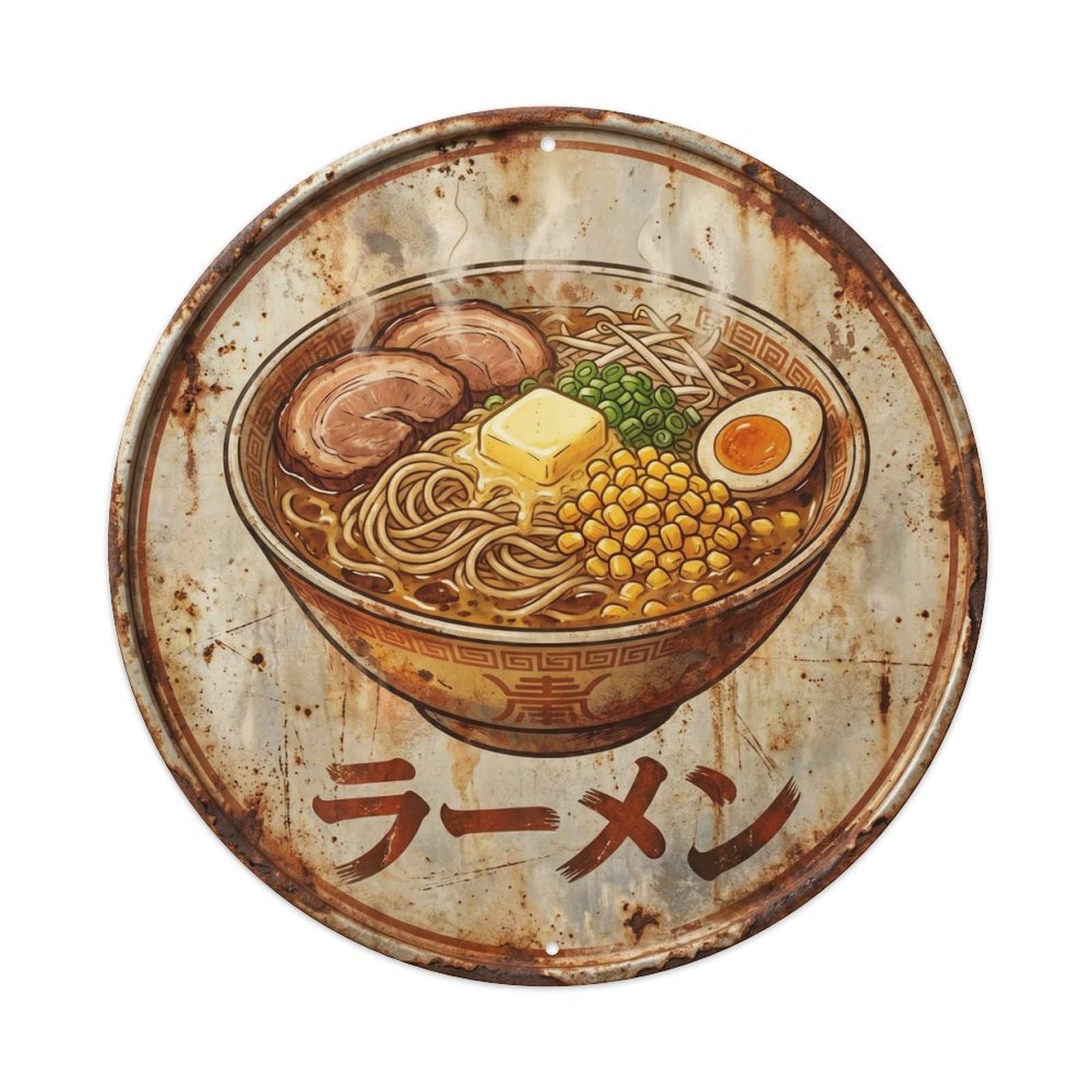Cxhjca 8X8inch(20X20cm) Ramen Japanese Shop Retro Kitchen Restaurant Cuisine Metal Tin Sign