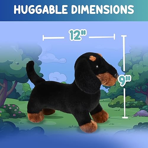 Miniatura 10 de Forest & Twelfth Perro de peluche de pastor australiano de pie de 12 pulgadas, réplicas de animales de peluche realistas para niños y amantes de las