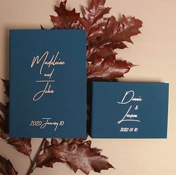 Wedding Guest Book for instant photos, personalized, Instax Mini with cut out corners, Petrol Blue, instant photos, no adhesive tape - by Liumy Albums