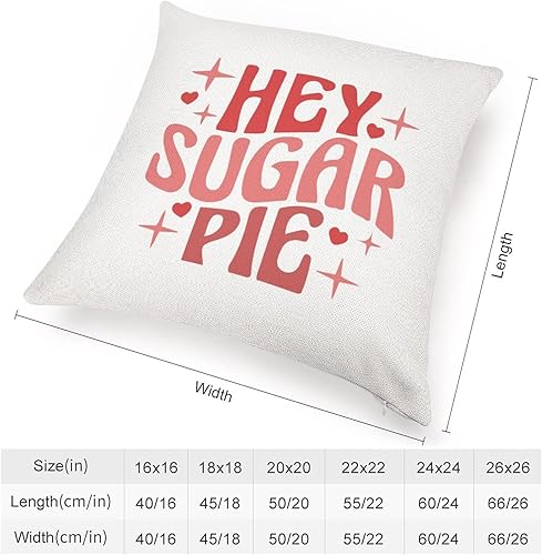 Miniatura 2 de Love Heart Throw Cushion Cover Case Hey Sugar Pie Decorative Pillow Cover Linen Square Zipped Pillow Case for Couch Bed Car Living Room Decoration