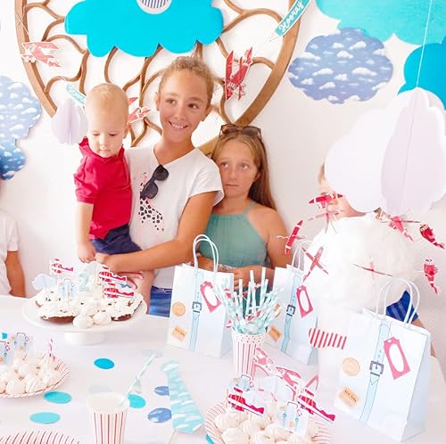 Miniatura 6 de Platos de fiesta de avión (paquete de 8)  Platos de avión  Fiesta de cumpleaños de avión  Decoraciones de fiesta de avión  Platos de papel de avión