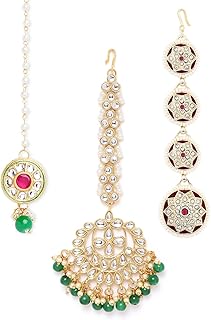 zaveri pearls Combo of 3 Gold Tone Kundan Maangtikka For Women-ZPFK13083-picture-24