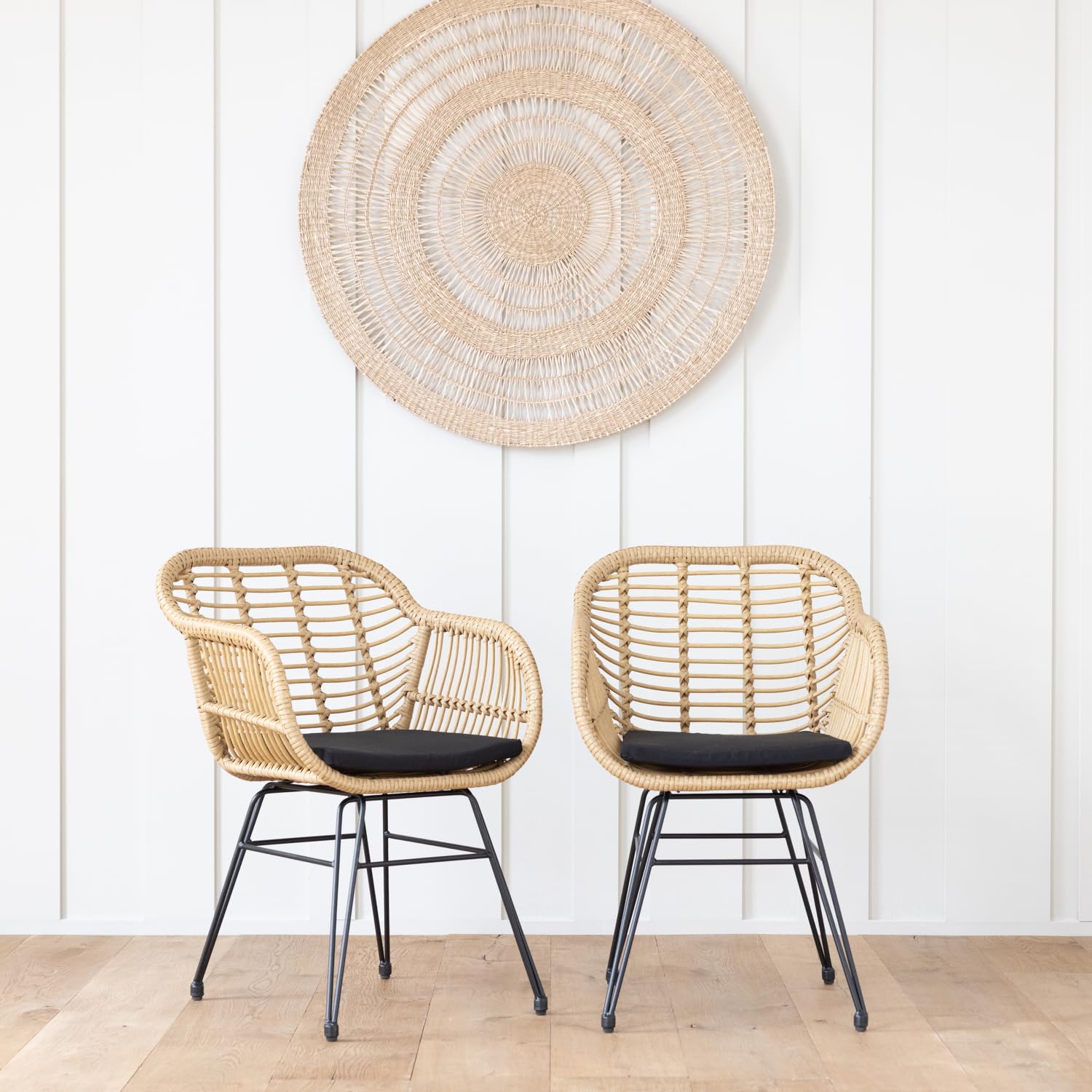 Happy Garden Set di 2 poltrone Cinta in Rattan Sintetico con Cuscini, Resistenti ai Raggi UV e idrorepellenti