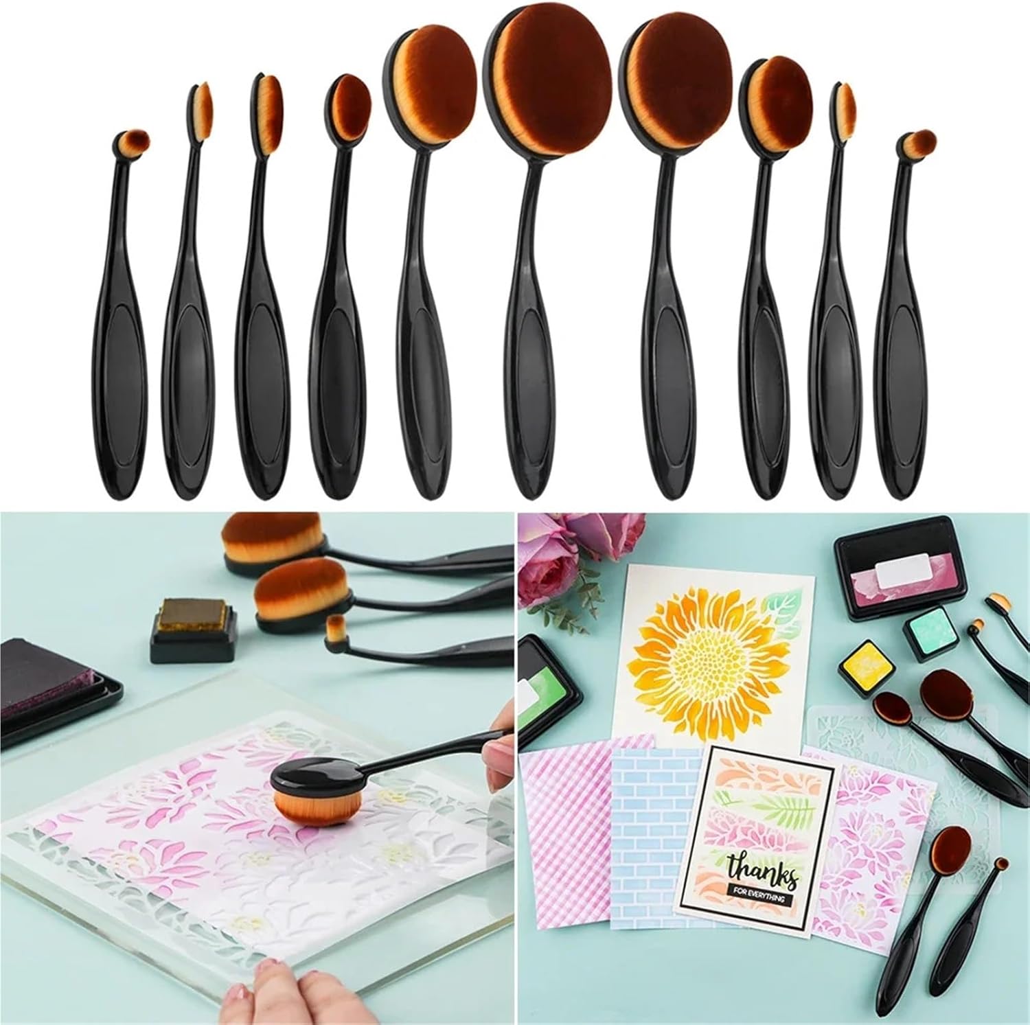 Ink Blending Brushes 2sets Ink Blending Brushes Set Mixed Sizes Bristles Blender for Stencils Card Making Crafting Easier Scrapbook