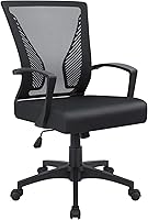 Furmax Ergonomic Mesh Office Chair Mid-Back Swivel with Lumbar Support & Armrests, Breathable Comfort for Home Office, Black - 240 lbs Capacity