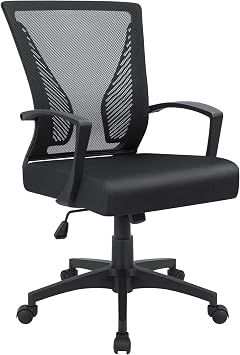 Furmax Ergonomic Mesh Chair Mid Back Swivel Lumbar Support with Armrest