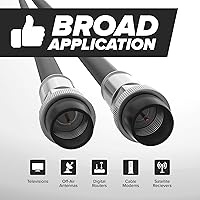Vista 8 de Cable coaxial THE CIMPLE CO, 50 pies, funda de goma resistente al agua, cable de TV para interiores/exteriores, Internet de alta velocidad, doble