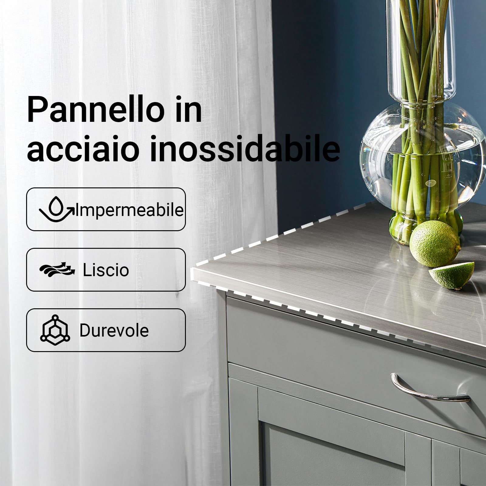 SoBuy Mobile Cucina Salvaspazio con Ruote Carrello Cucina con Cassetti e Portabottiglie, Mobiletto Credenza credenza cucina per Cucina o Sala da Pranzo, Grigio Chiaro 67x86x38cm FKW45-HG