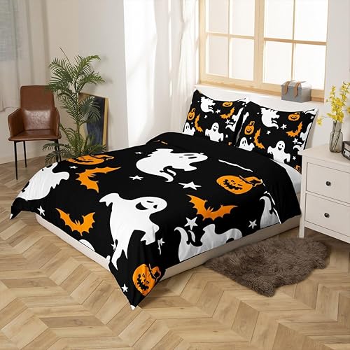 Miniatura 2 de Feelyou - Juego de funda para edredón, ultrasuave, para niños, niñas y adolescentes, tamaño individual, diseño para Haloween de fantasmas, galaxias