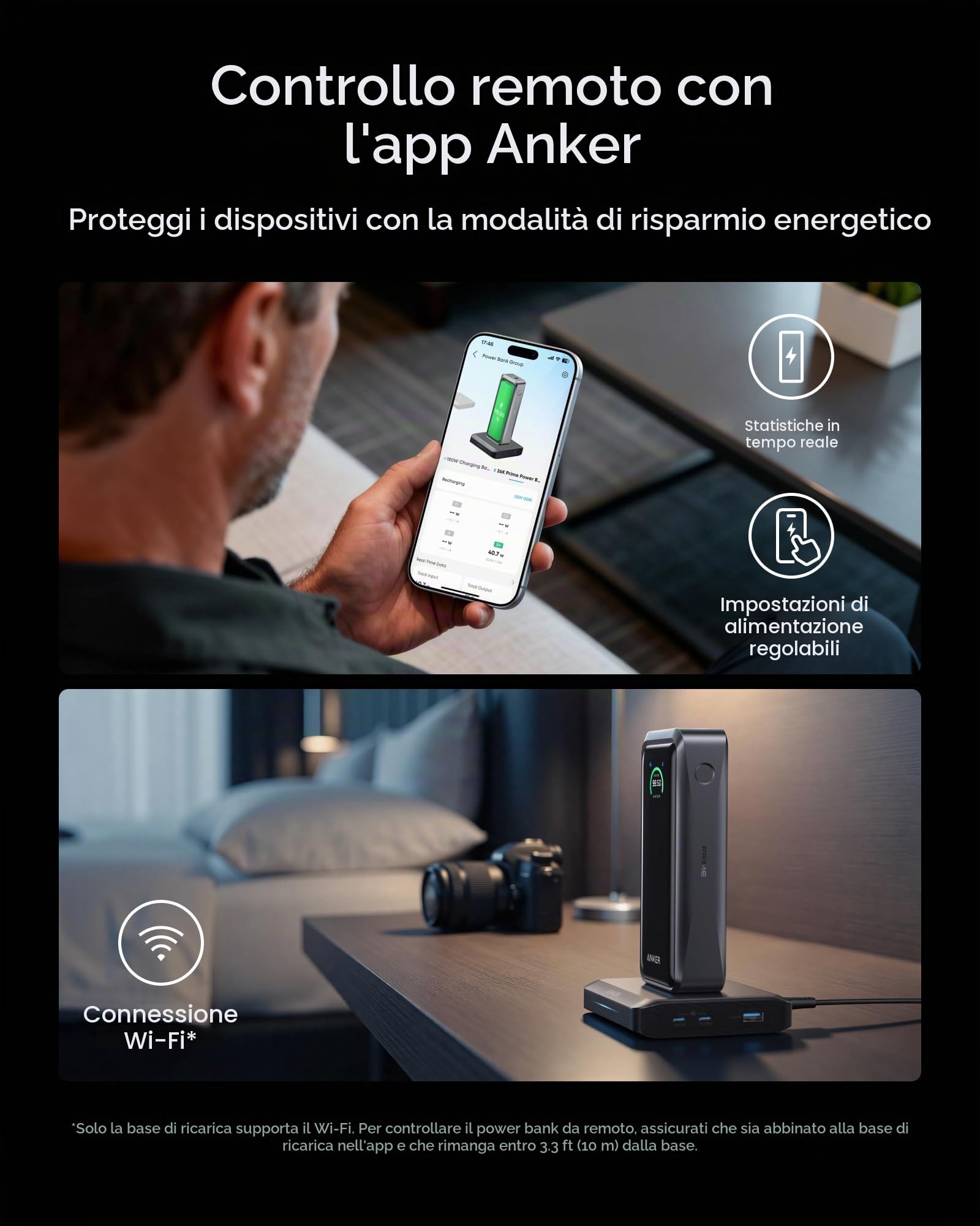 Anker Prime Power Bank e Base di Ricarica,26250 mAh,Caricatore Portatile da 300 W Max con Base per 6 Dispositivi, Ricarica Bidirezionale, Approvato da TSA,Ctrl Tramite App,MacBook,iPhone17/16 Serie