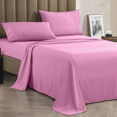 Vista 170 de Juego de sábanas de microfibra de 4 piezas prémium de calidad hotelera 1800 hilos, resistente a las arrugas, ultra suave y transpirable, juego