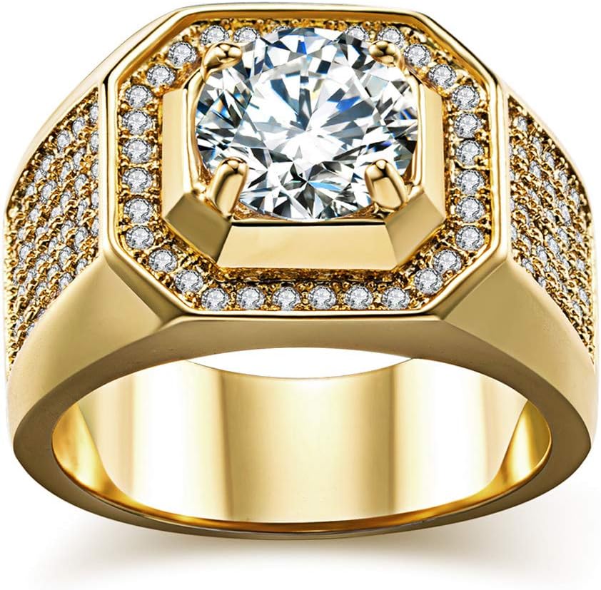2 Rings His and Hers Couple Rings Bridal Sets Yellow Gold Filled Heart Cz Womens Wedding Ring Sets Man Wedding Bands