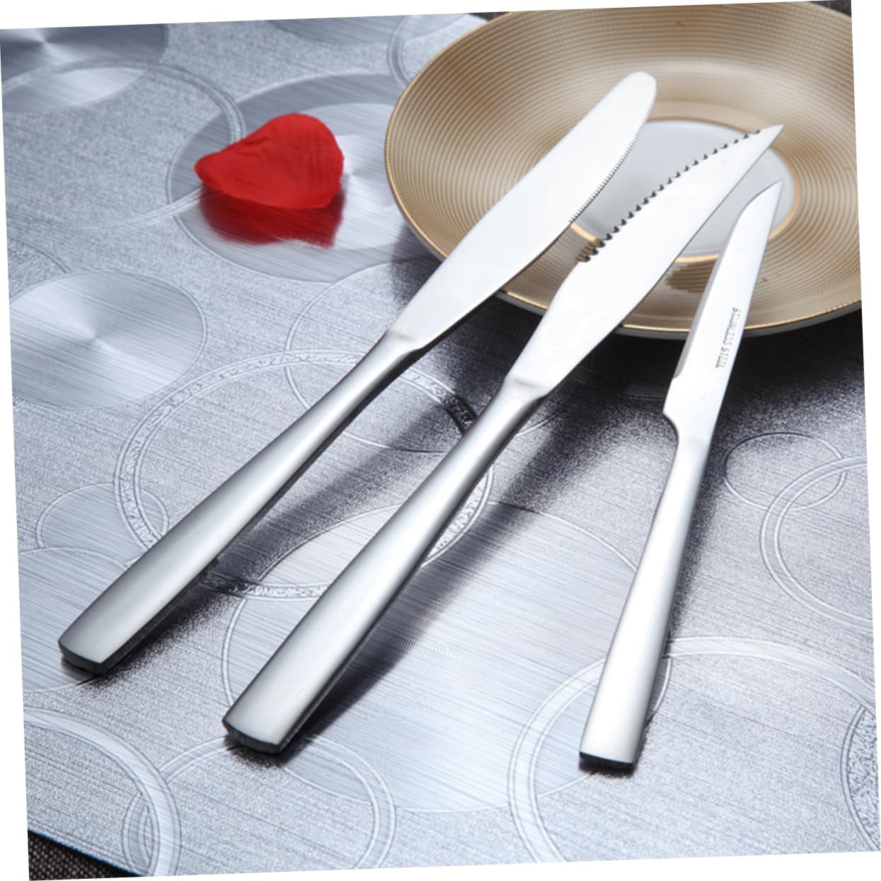 12pcs Stainless Steel Set Dinner Knives Forks Spoons Hammered Silverware Western Silverware Easy Care for Daily Use