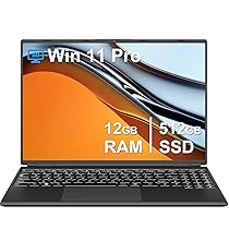 PC Portatile Win 11 Laptop 12+512GB 1TB SSD Espansione, 16 Pollici Computer Portatile Celeron N5095 (fino a 2.9Ghz) 丨Ventola di Raffreddamento丨Notebook Supporto 5G WIFI丨1920*1200 2K Schermo – Black