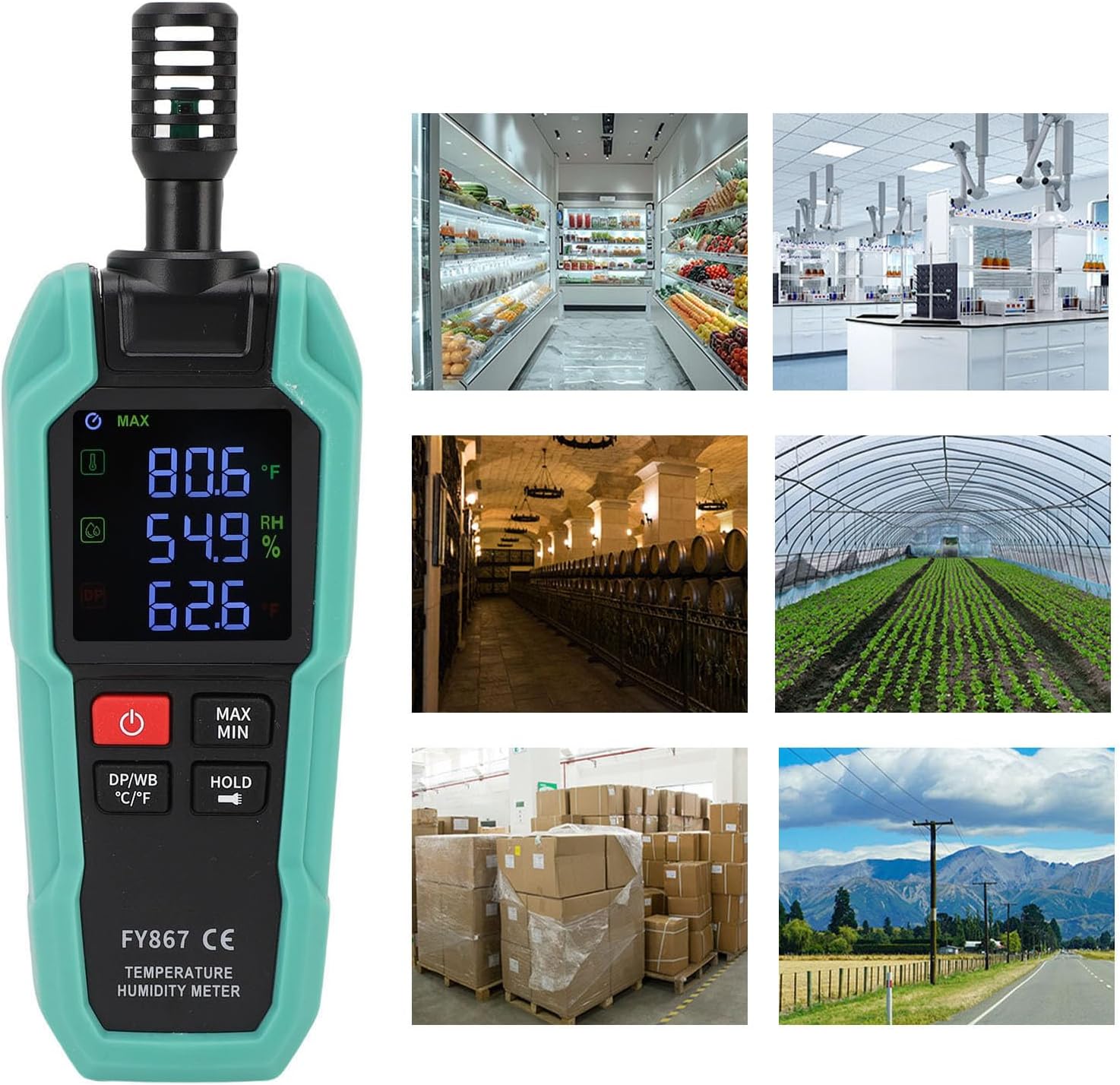 Digital Temperature Humidity Meter, Multi Functional High Precise Probe, Multiple Modes Meter with Probe Design, Ideal for Refrigerated Compartments, Laboratories & Greenhouses