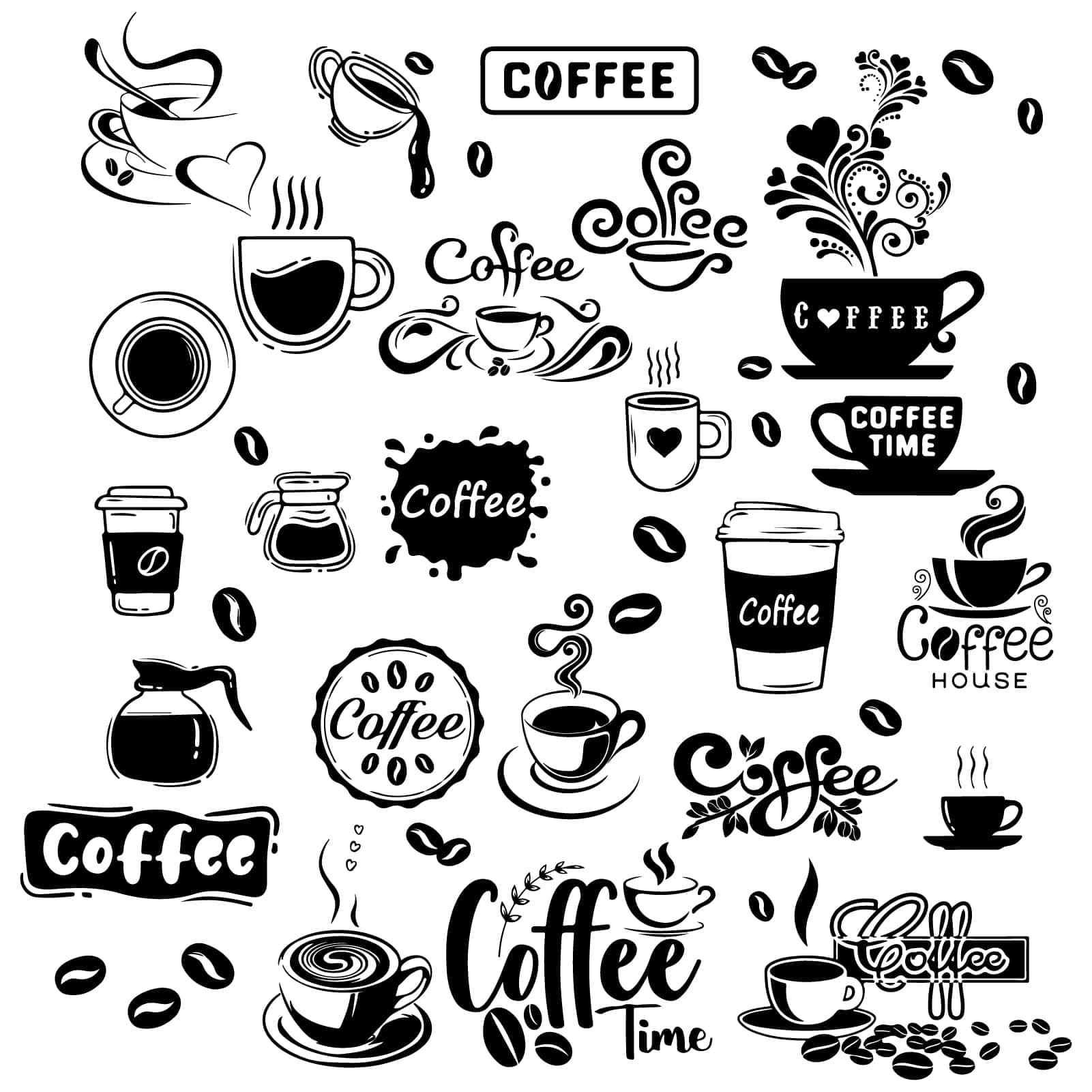 CREATCABIN Coffee Wall Decor Stickers Black Coffee Beans Cups Wall Decals Removable DIY Vinyl Art Sticker Decor Station Decorations Signs for Kitchen Shop Cafe Pub Office 22.8x15.8Inch