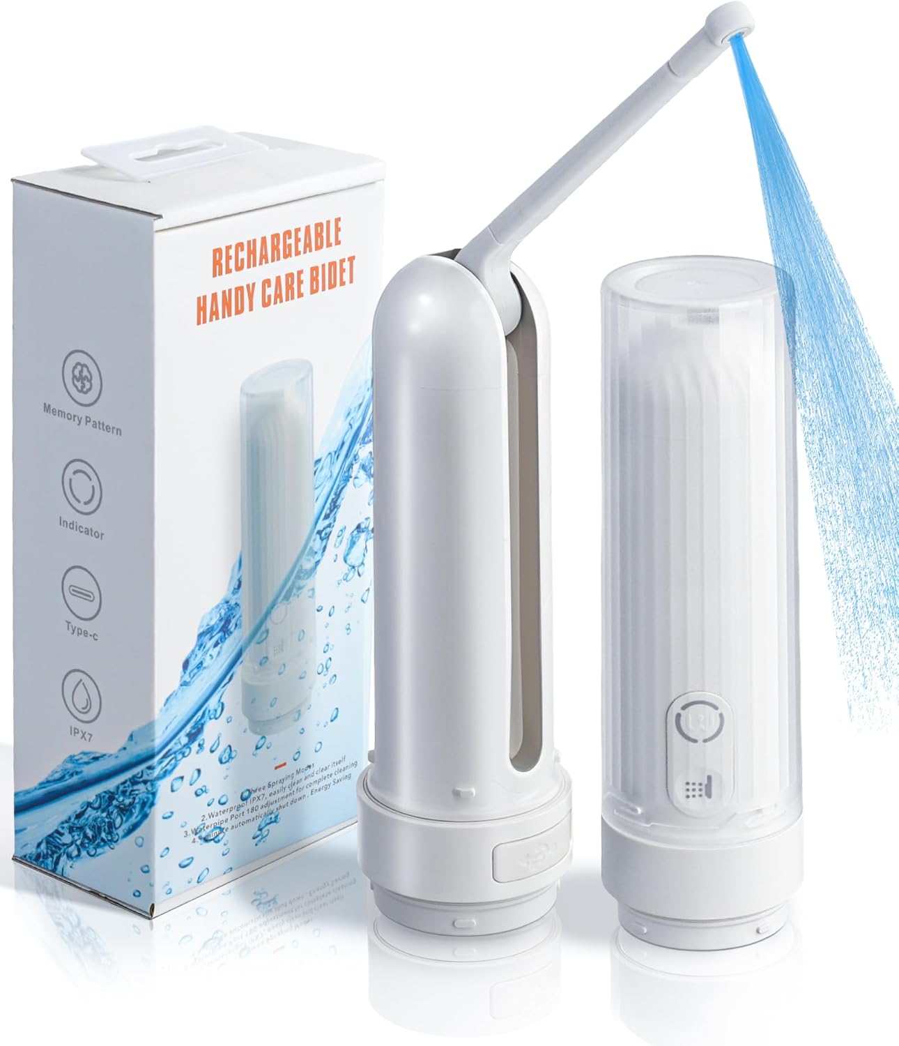 Portable Bidet, High Pressure Electric USB-C Rechargeable Handheld Water Sprayer, Portable Travel Bidet for Men and Women, Personal Hygiene and Postpartum Care, White