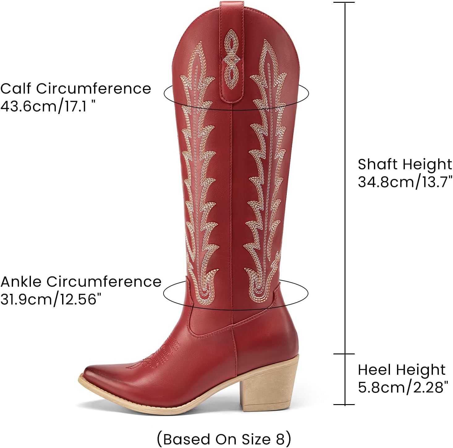 Athlefit Cowboy Boots for Women Knee High Comfortable Pull On Chunky Heel Embroidered Cowgirl Western Tall Boots for Concert - Image 3