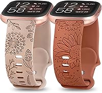 Vista 13 de Minyee Paquete de 2 correas con grabado floral compatibles con Fitbit Versa 2/Fitbit Versa/Versa Lite para mujeres, linda correa deportiva