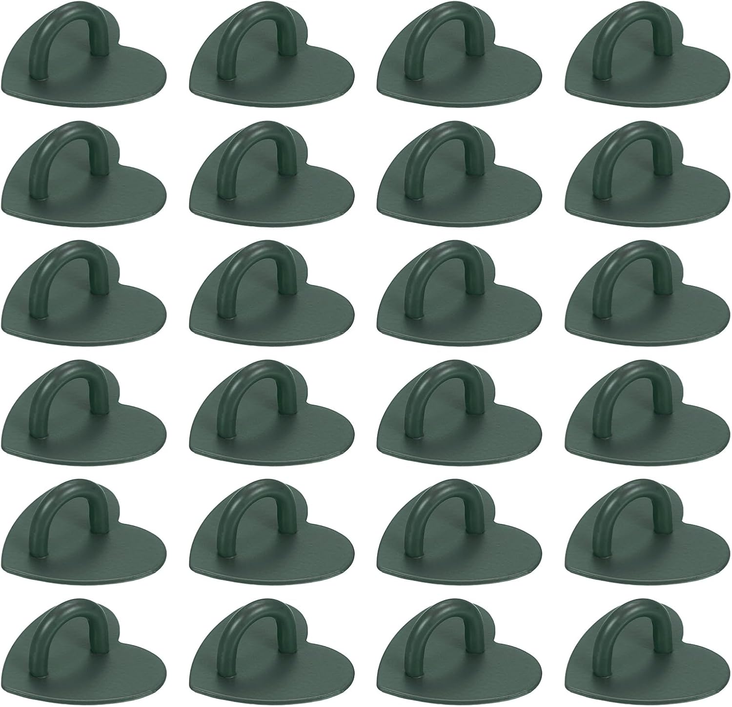 PATIKIL Metal Phone Charm Hook 1", 24Pcs Adhesive Heart Shaped Phone Finger Grip Hook Smartphones Keychain Ring Charm Loop for DIY Tablet Case Accessories, Dark Green