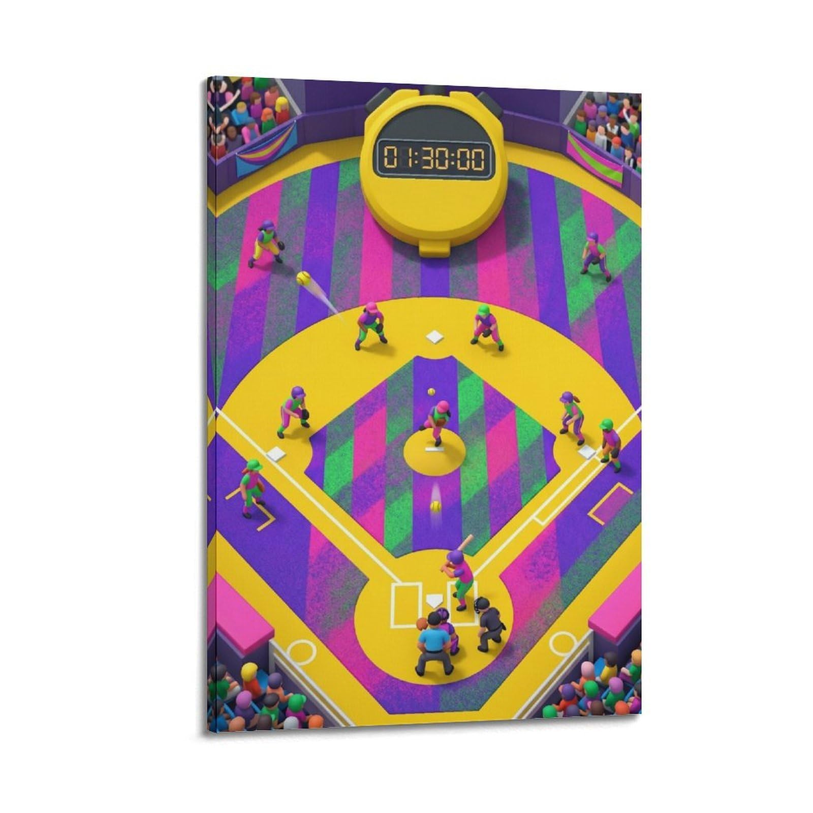 OLYHTR Softball Game Poster Modern Decorative Canvas Prints - Ideal Wall Art for Family, Man Cave, Game Room, Boys & Girls Bedroom 24x36inch(60x90cm)