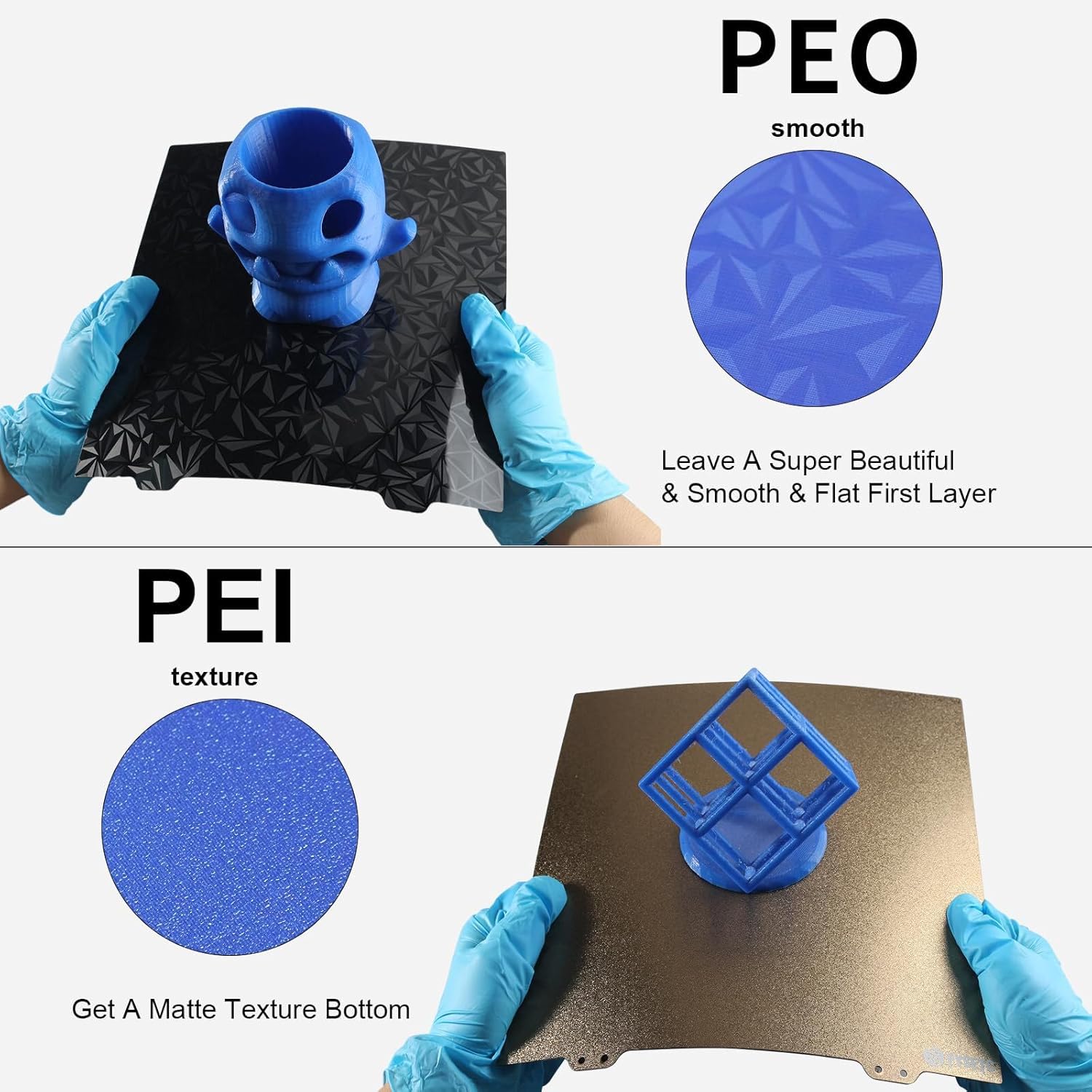 Ender 5 Plus Upgrades PEI: FYSETC 3D Smooth PEO+Textured PEI Spring Steel Sheet Only 377x370mm/14.84x14.56inch No Magetic Sticker Flexible Heated Bed Build Plate for 3D Print Filament PLA PETG ABS