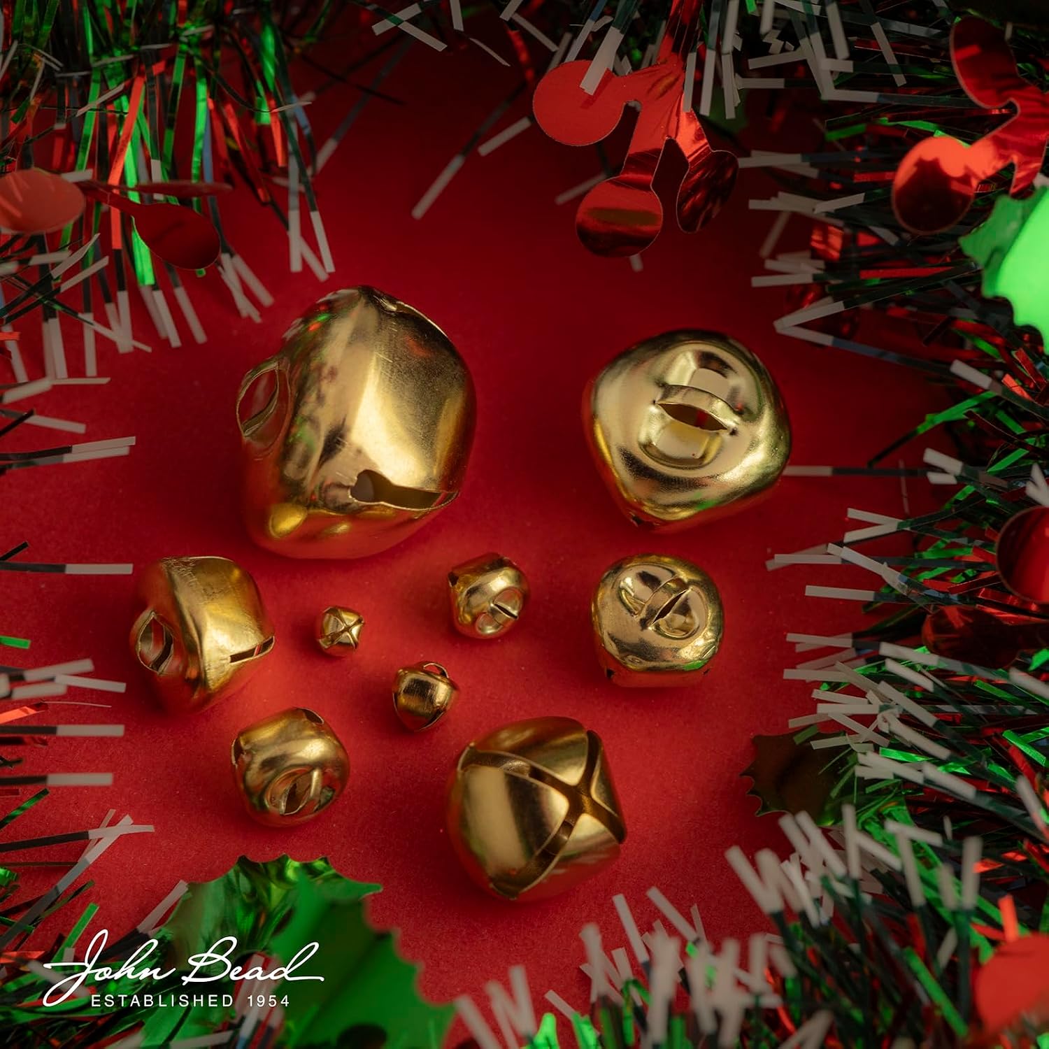 John Bead 100 Pieces Gold Jingle Bells 13mm Craft Bell Bulk for Christmas Home Decorations Xmas Décor Party Favors Supplies