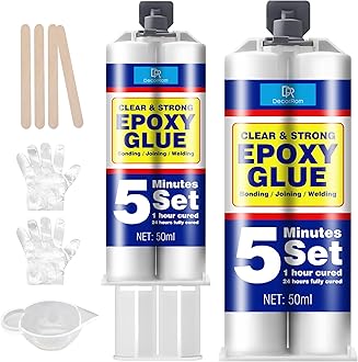 Epoxy Glue 100ml - Clear 2 Part Epoxy Glue, Super Tough and Durable - 5 Minute Adhesive for Fast Repair - 1:1 Ratio Fast Cure Adhesive Welding for Wood, Metal, Plastic, Glass, Ceramic, Fabric