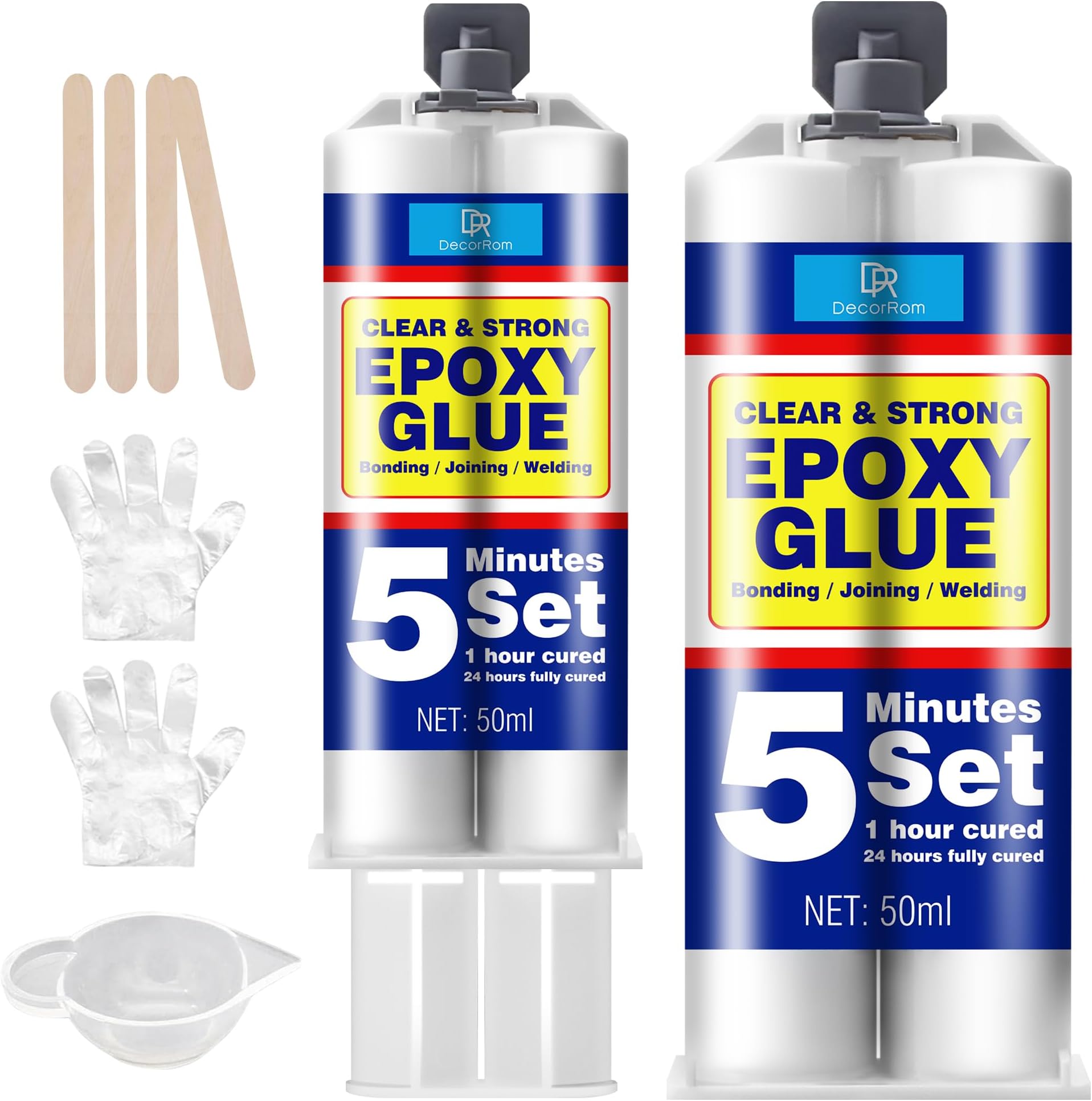 Epoxy Glue 100ml - Clear 2 Part Epoxy Glue, Super Tough and Durable - 5 Minute Adhesive for Fast Repair - 1:1 Ratio Fast Cure Adhesive Welding for Wood, Metal, Plastic, Glass, Ceramic, Fabric
