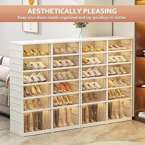 Miniatura 7 de Organizador de zapatos para armario, entrada, plegable, zapatero plegable, armario de almacenamiento de zapatos, armario apilable de almacenamiento