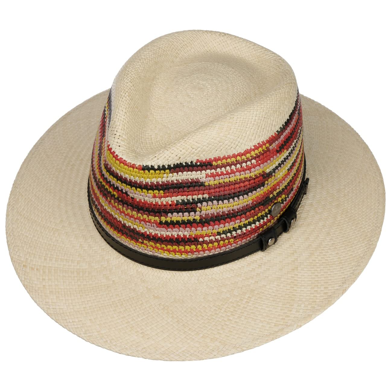 Lierys Sombrero Panamá Multicolour Crown Mujer/Hombre - Made in Ecuador de Verano Paja Sol con Banda Piel Primavera/Verano