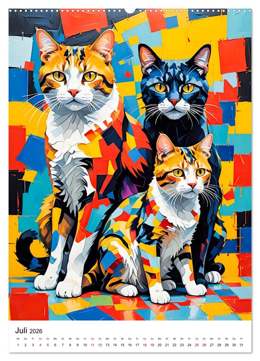 Pop-Art Katzen - Moderne, verrückte Katzenporträts (hochwertiger Premium Wandkalender 2026 DIN A2 hoch), Kunstdruck in Hochglanz: Ein Jahr voller ... einzigartiger Katzenkunst! (CALVENDO Tiere)