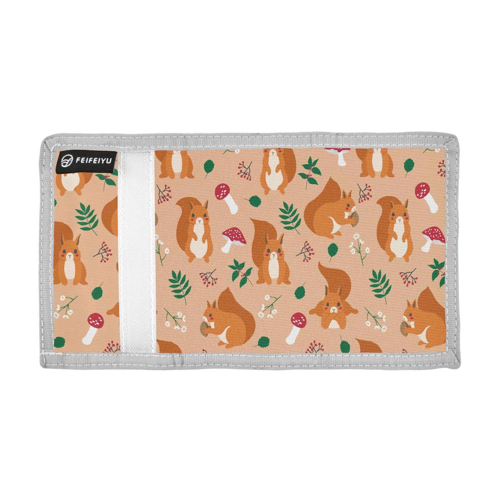 JHKKU Squirrel Animal Trifold Wallets for Kids Boys Girls, Outdoor Sports Wallet for Teen, with Zipper Coin Pocket Novelty Purse