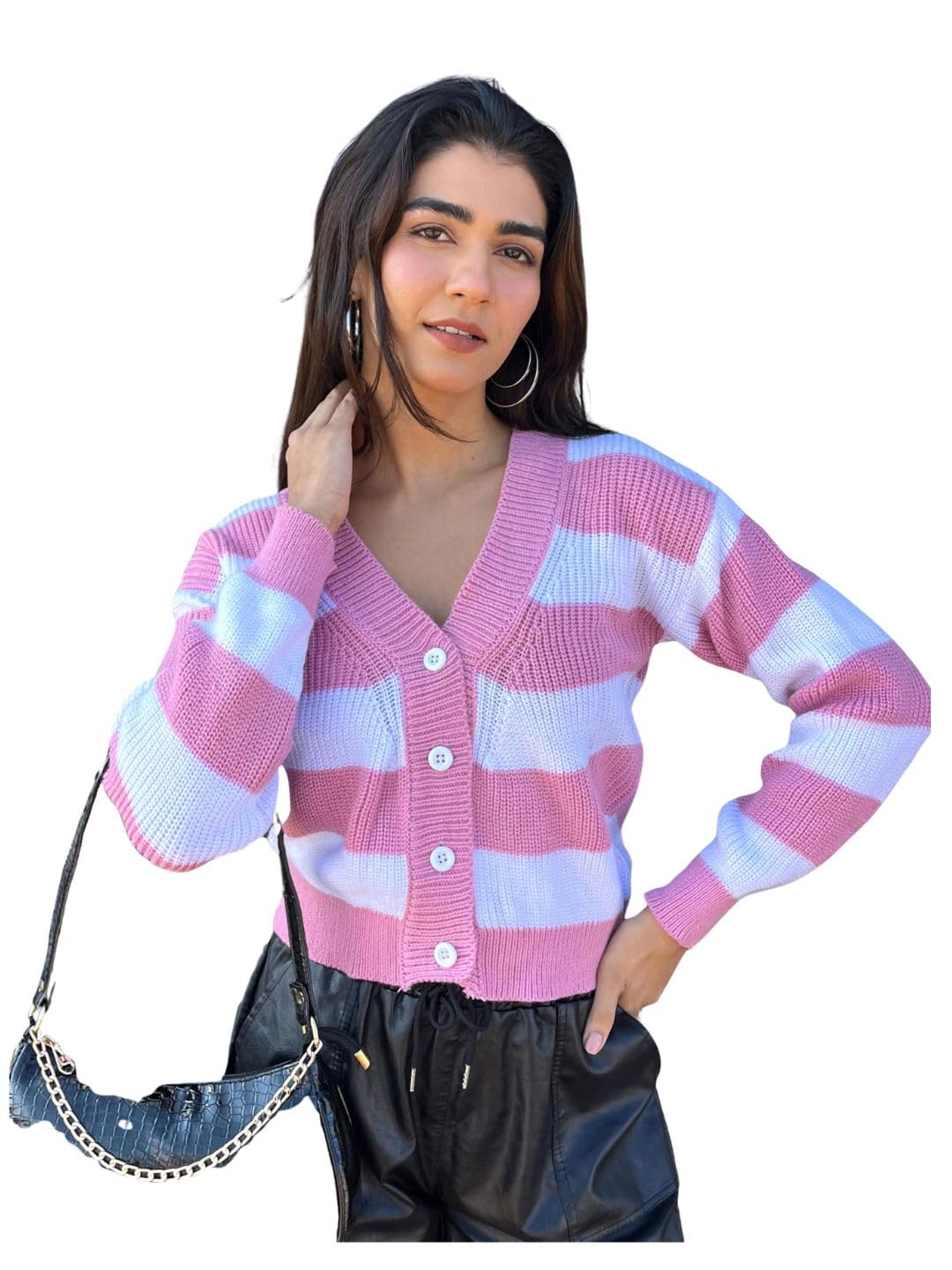 tandul Women's Woven Pink Sweater- Wool Blend Style Full Sleeve for Office, Casual, Festive & Party (12019)-picture-27