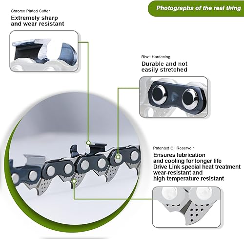 Miniatura 10 de V-MODEST 3 cadenas de motosierra de 8 pulgadas (paso LP de 38 pulgadas, calibre 043 34 eslabones de transmisión), sierra de barra guía de repuesto