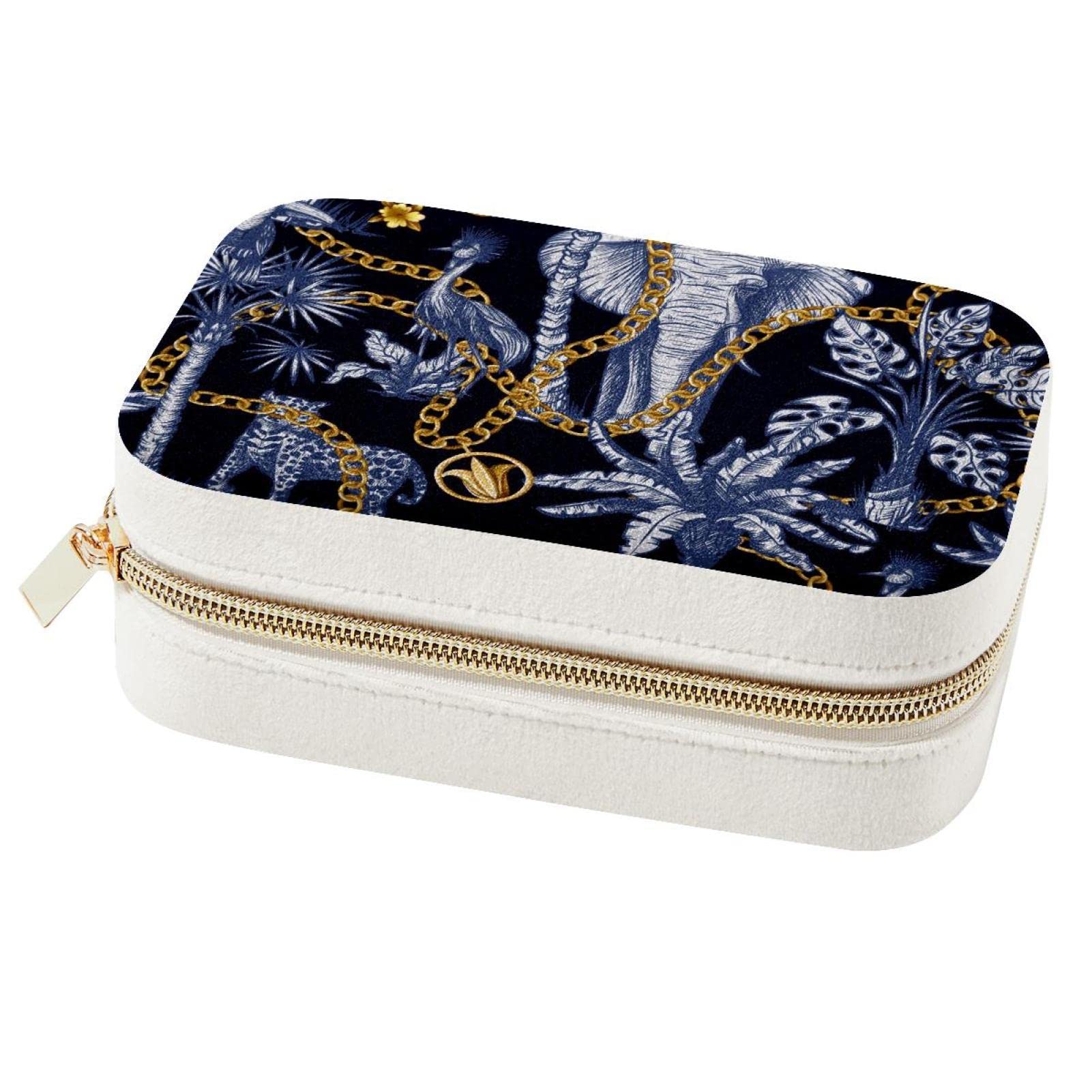 Boîte à bijoux de voyage à double couche compacte avec compartiments modulables pour bagues