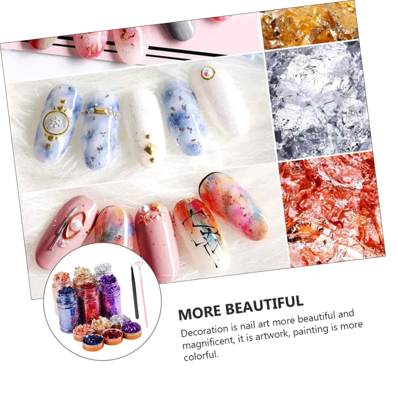3 Set Lamina D'oro Per Nail Art Paillettes Per Unghie Lamina Glitter Per Unghie Scaglie Di Lamina Per Unghie Pigmento Per Unghie Decalcomanie Per Unghie Foglia D'oro Dipinto