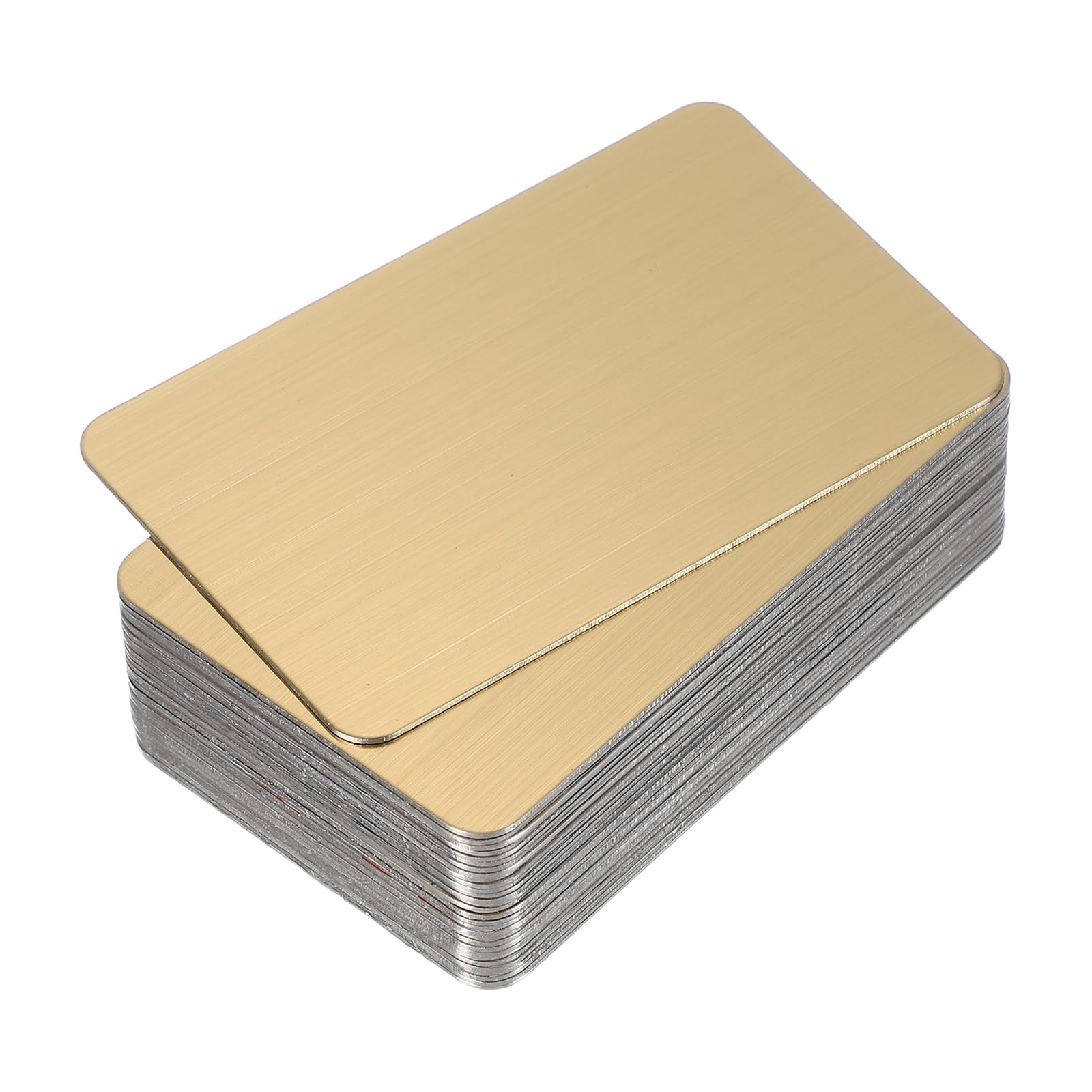 PATIKIL 0.5mm Stainless Steel Metal Business Cards, 30 Pack Brushed Blank Name Card Laser Engraving for DIY Gift Cards, Gold