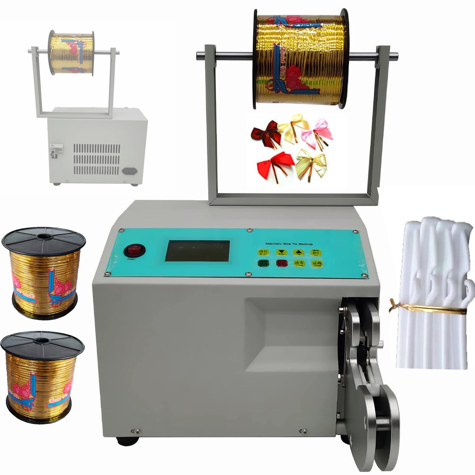 SBCGFY Automatic Twist Tie Machine|Wire Tie Machine |Food Twist Tying Machine-3 Roll Wire/Bundl Diameter 0.12-1.26In/Twisting Coil Number 0-20 Coils