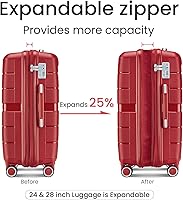 Vista 128 de Merax Equipaje, maleta extensible rígida con ruedas giratorias ligeras, Negro -, 40/48/52