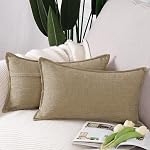 MADIZZ Set of 2 Faux Linen Throw Pillow Covers 18x18 Inch Black Soft Decorative Cushion Cover for Sofa Bedroom Pillow Shell